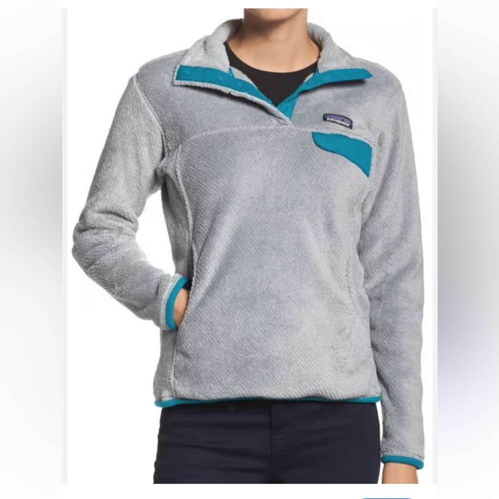 Patagonia Synchilla Retool Snap Fleece Gray Turquoise Size Medium